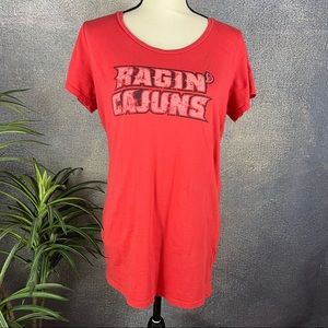 UNIVERSITY OF LOUISIANA RAJUN CAJUNS SHORT SLEEVE COTTON T SHIRT CAP SLEEVE XL